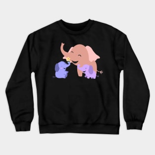 Mom and 2 baby elephants Crewneck Sweatshirt